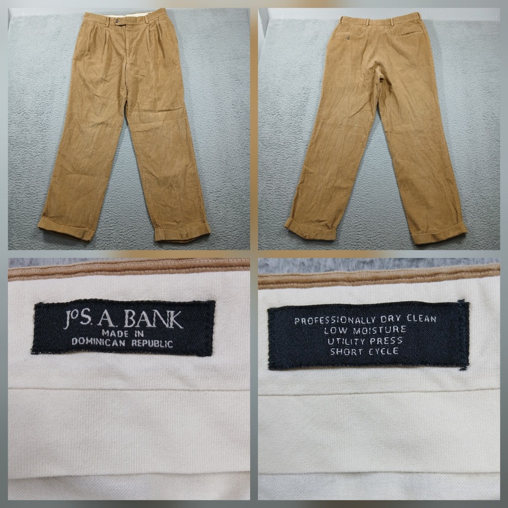 Jos A Bank Dress Pants Men's Tan Flat Front Classic Fit 38x30
